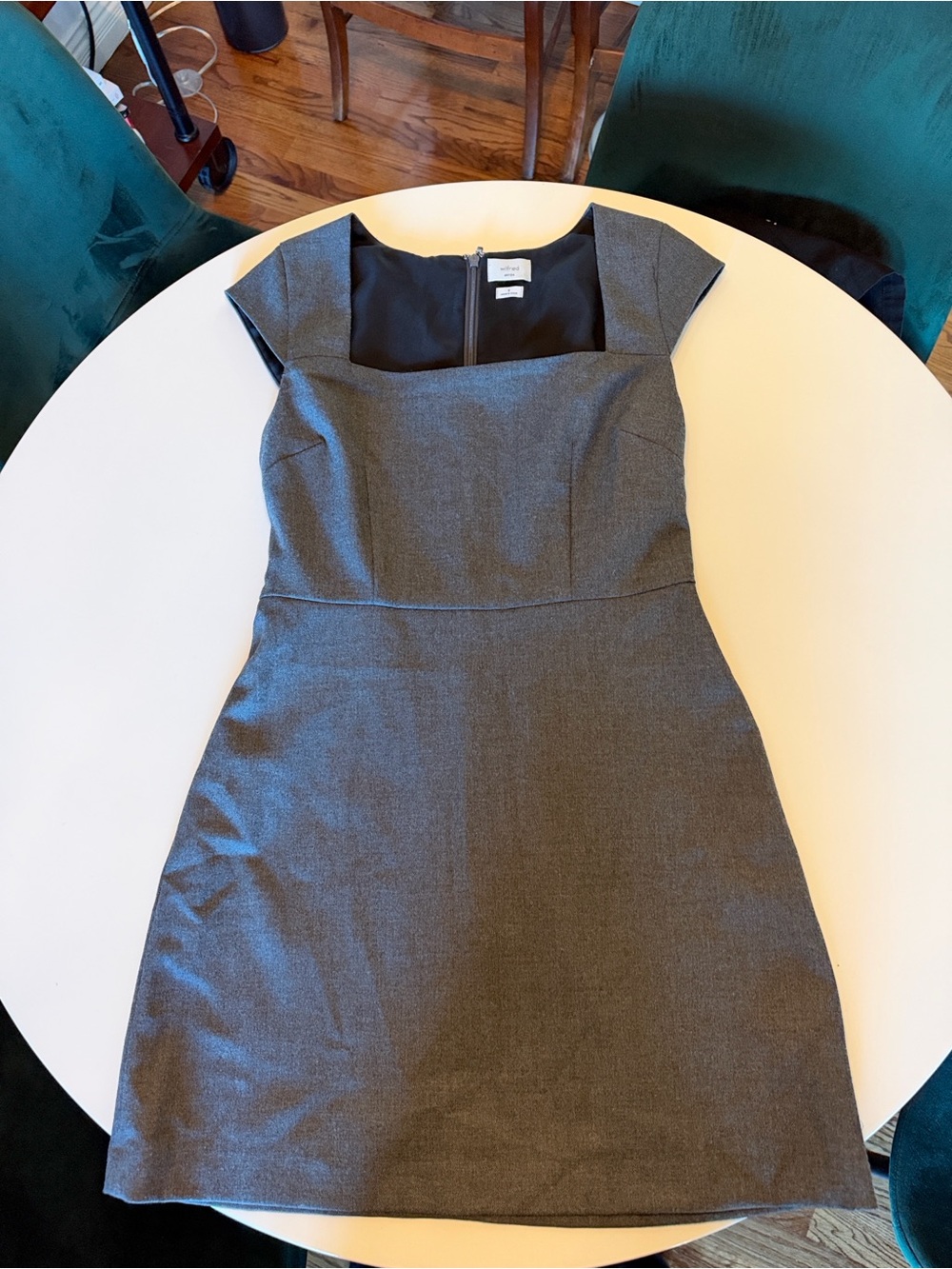 Aritzia Gray Square-Neck Sheath Dress